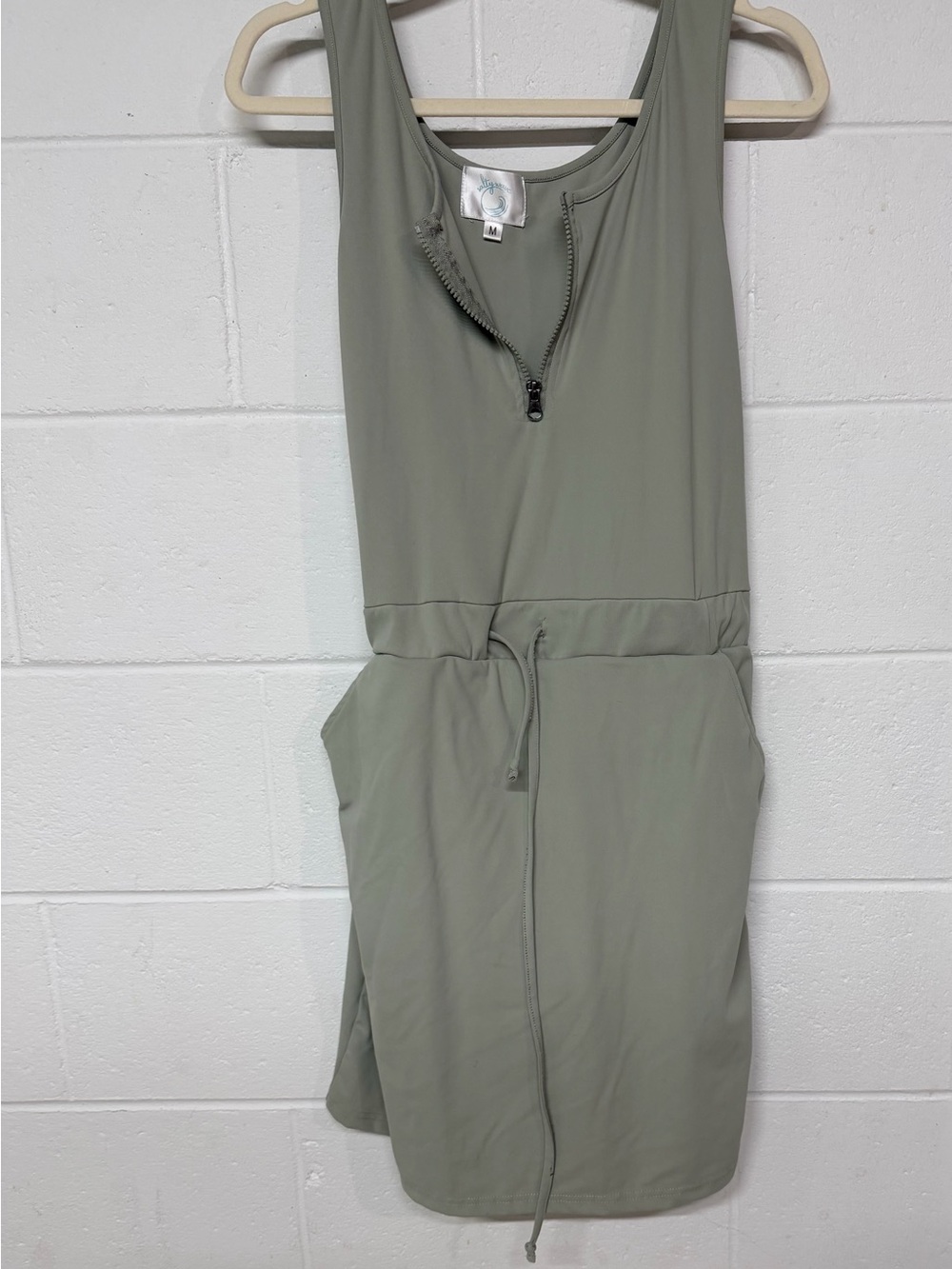 Salty Wave Sage Green Athletic Romper Dress Built In Shorts M